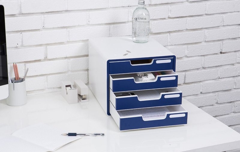 【福利品5折出清】简易包装 希思美 四层简约A4资料柜(深蓝) - 书架/书挡 - 塑料 