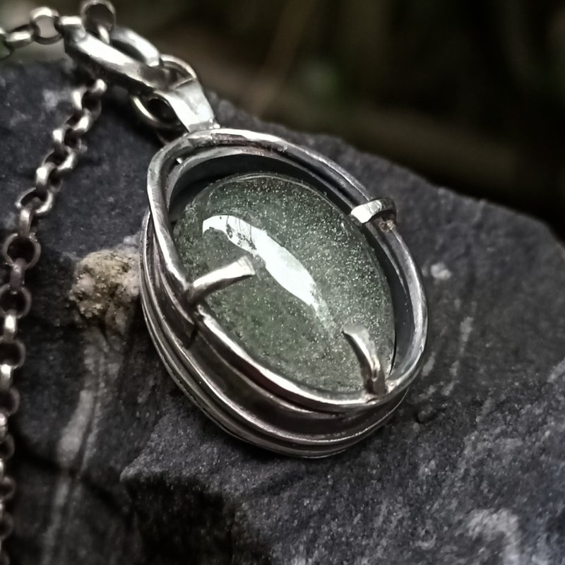 满天星绿幽灵银吊墬 - 项链 - 宝石 绿色