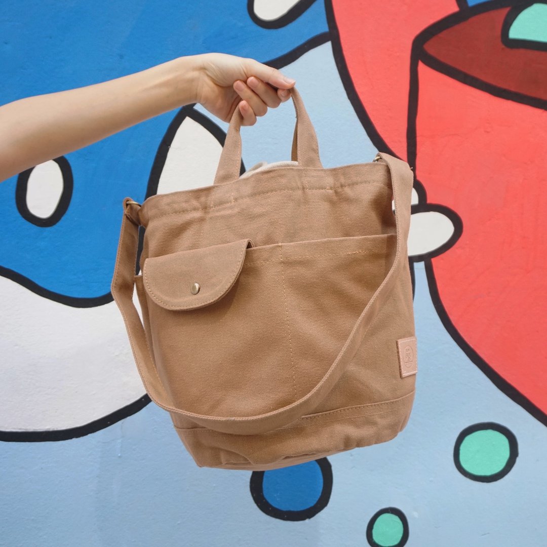 Drawstring Bag brown colour - 束口袋双肩包 - 其他材质 咖啡色