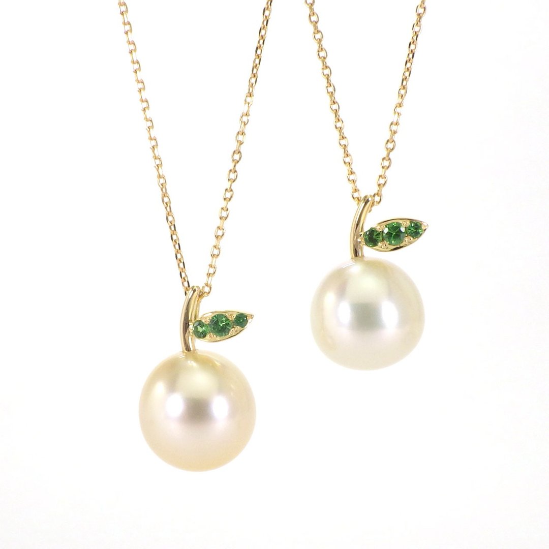 Fruit pendant South sea pearl Green garnet 18K yellow gold - 项链 - 珍珠 