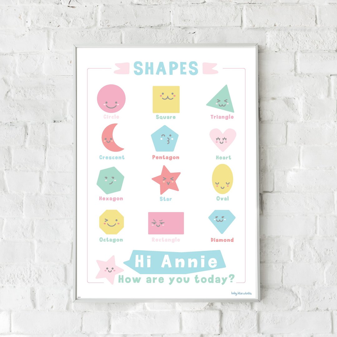 Shapes Poster with Personalized Name - Educational Poster - Kids Poster - 海报/装饰画/版画 - 纸 