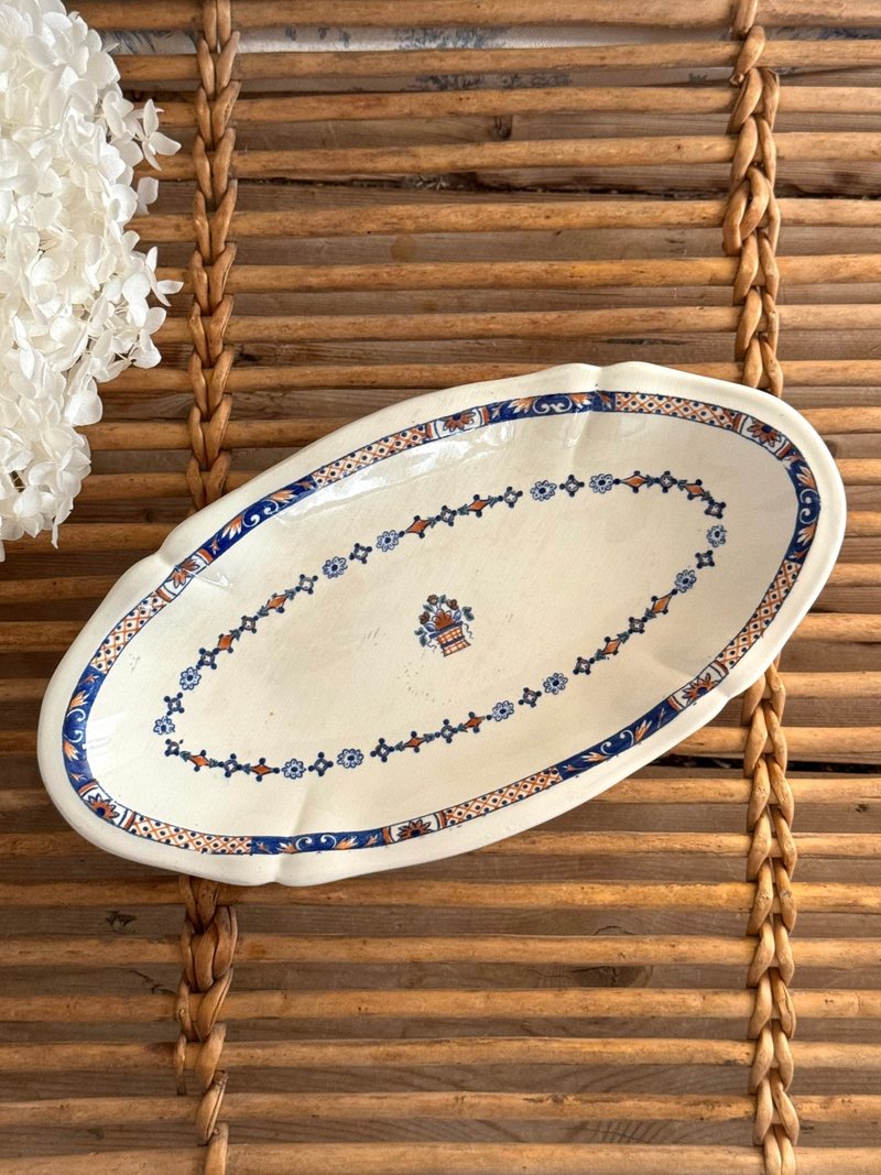 40444-罕见法国E. Bourgeois Ravier椭圆盘Rouen XVII 系列 - 盘子/餐盘/盘架 - 瓷 