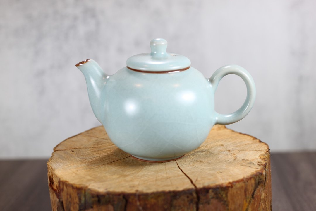 【沐春生活】240ml 天青 汝窑 圆满茶壶 陶艺名家叶敏祥作品 - 茶具/茶杯 - 瓷 