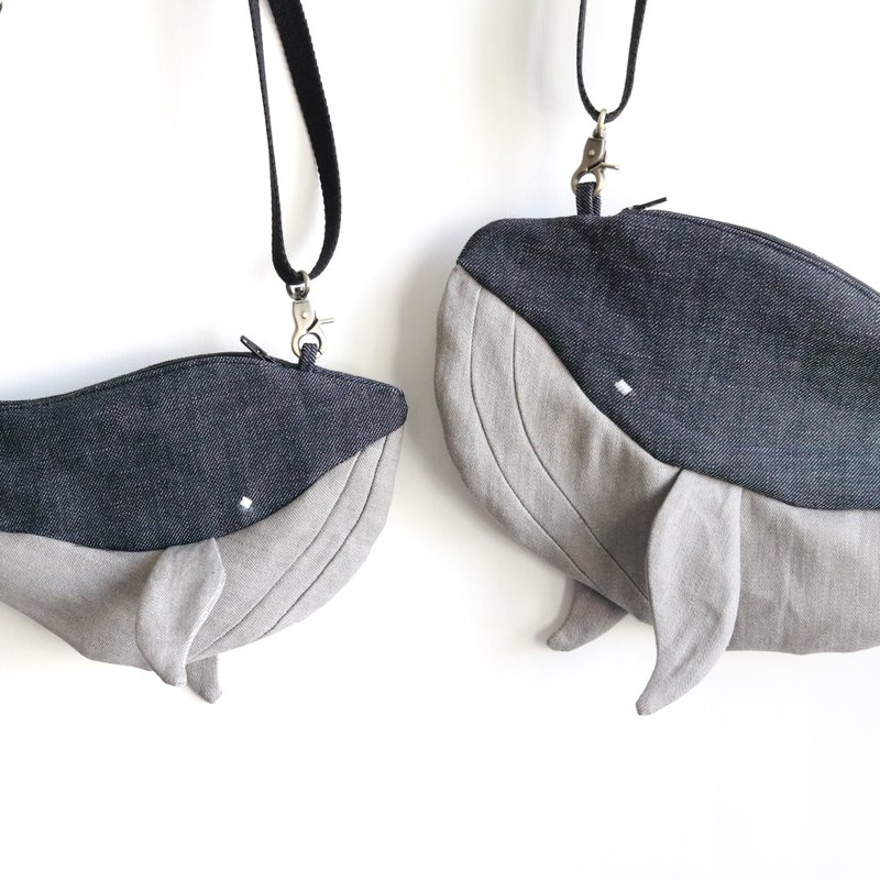 一点都不凶 深海鲸鱼 手工斜背包 - 侧背包/斜挎包 - 其他材质 灰色