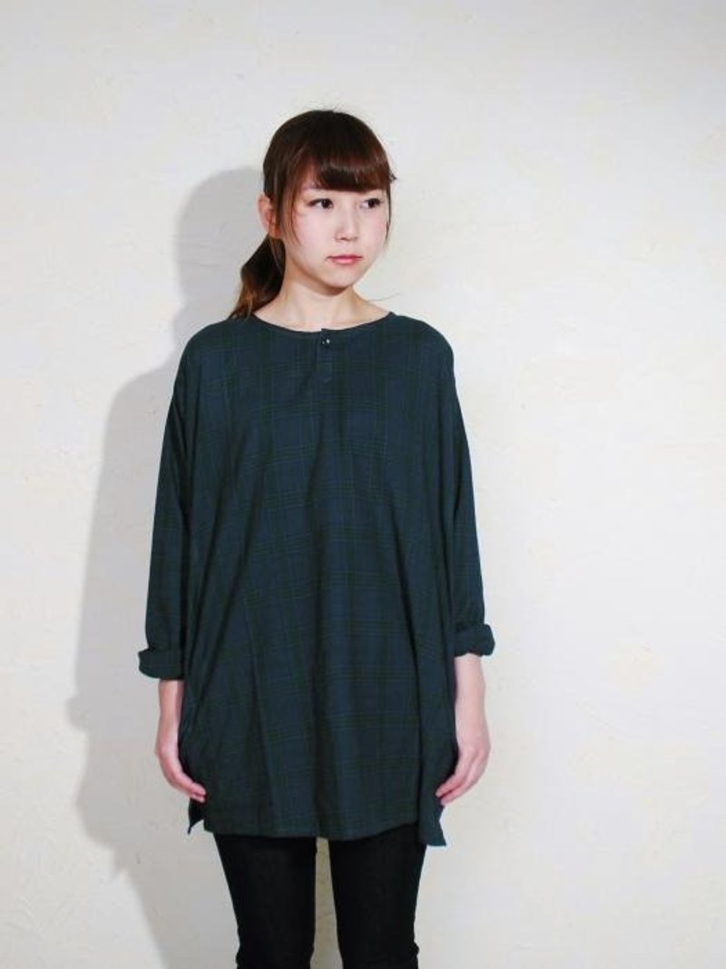 Omake / gender-free tops / tartan格纹 - 男装上衣/T 恤 - 其他材质 蓝色