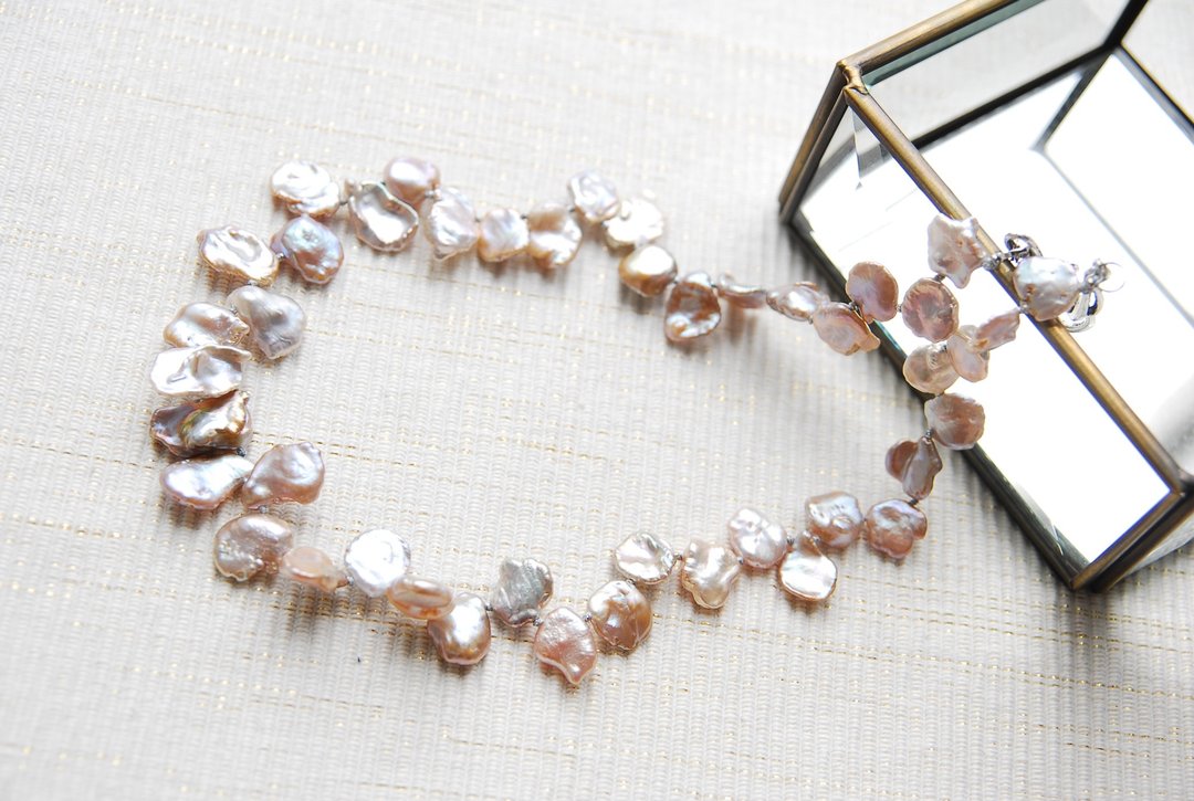 Move Pink Kespearl's ornate necklace - 项链 - 宝石 粉红色
