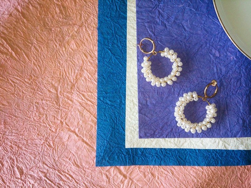 精致微珠耳环 - 白 珍珠 耳夹\耳钩 - 耳环/耳夹 - 塑料 白色