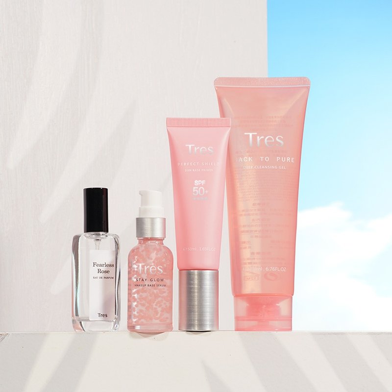 【保养礼盒】粉嫩美肌3件组 l 免费送木质玫瑰香水 - 精华液/安瓶 - 玻璃 粉红色