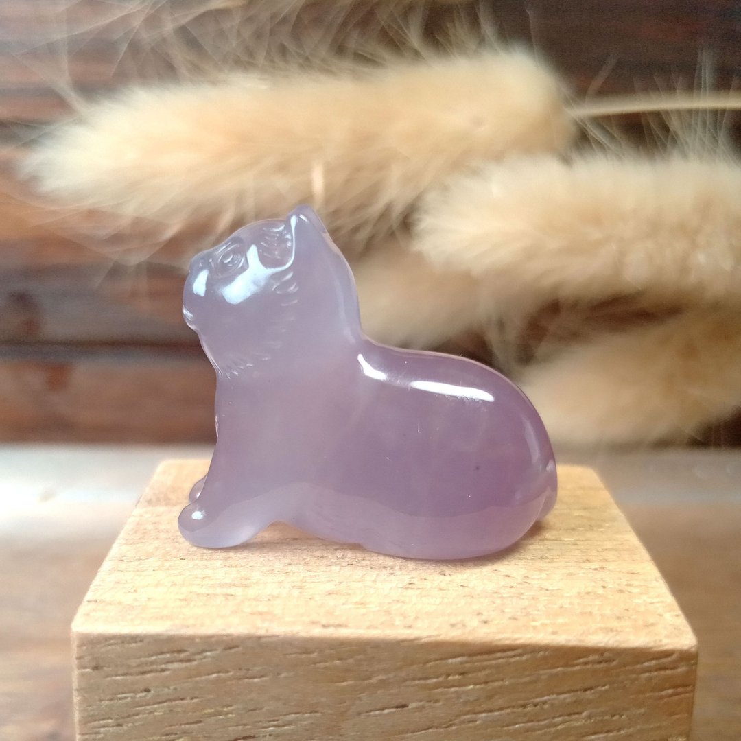 小雕件 小品动物-猫 花紫玉 - 摆饰 - 玉石 紫色