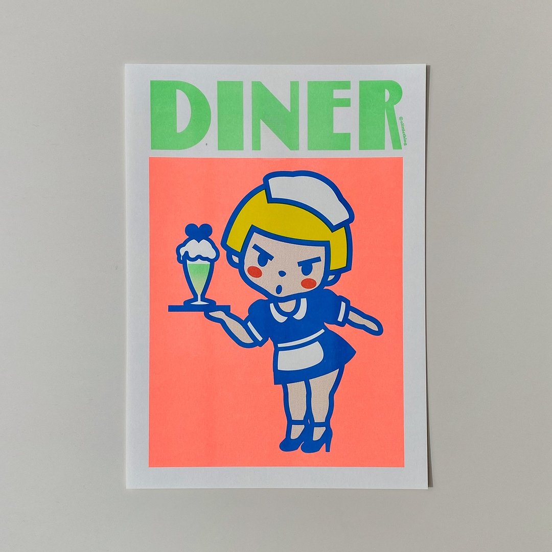 Risograph 墙壁装饰插画海报(A3) - 海报/装饰画/版画 - 纸 