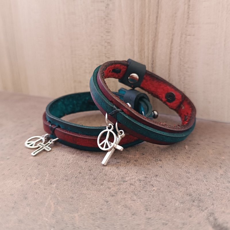 灵魂系结皮革流苏手链 情侣银饰对款珠宝 为爱与信念而作 - 手链/手环 - 真皮 多色