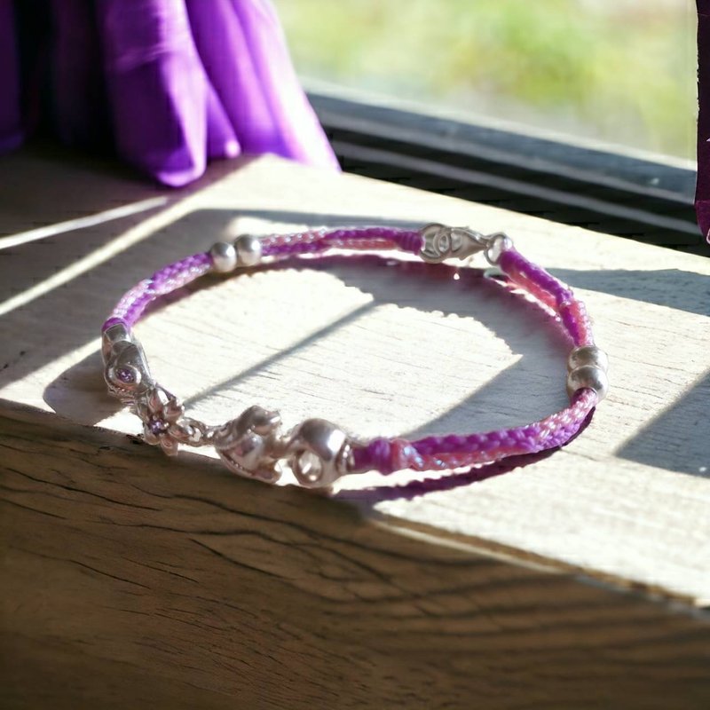 招人缘 桃花 狐狸 925纯银开运绳订制 - 手链/手环 - 纯银 