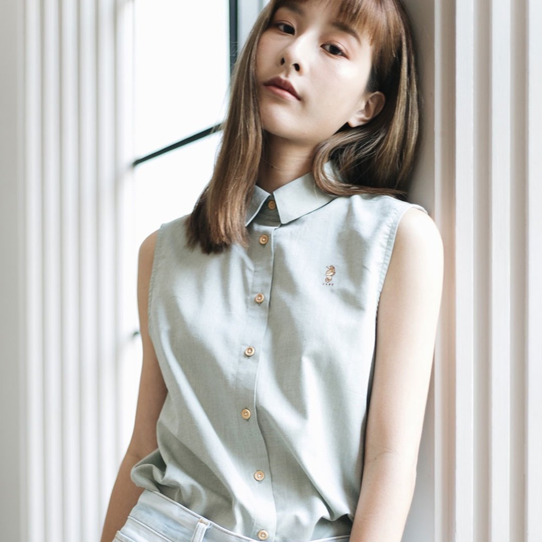 SEAHORSE // olive green // women sleeveless - 女装上衣 - 棉 绿色