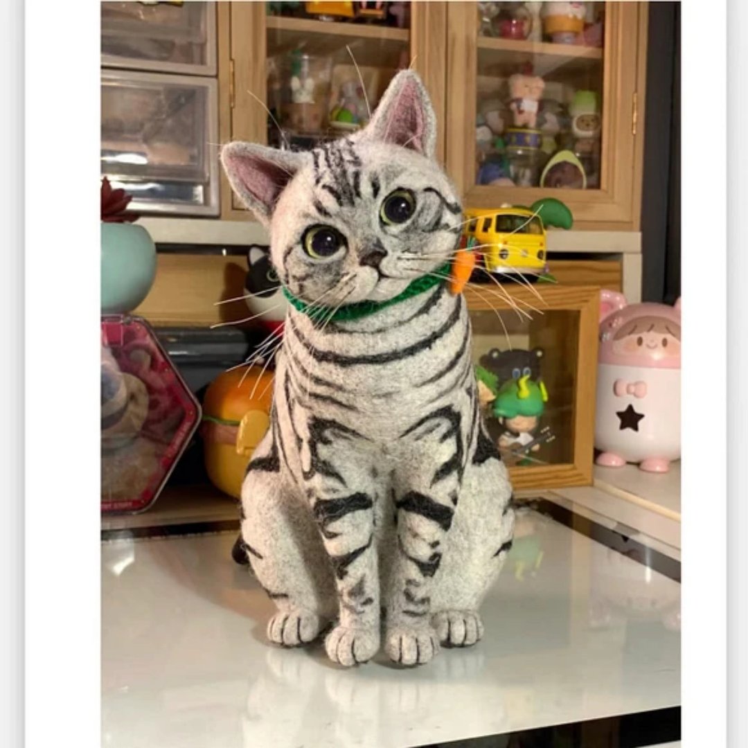 定制化礼物 逼真猫猫 羊毛毡 毛孩 宠物 娃娃 猫咪猫奴 似颜绘 b7 - 玩具 - 羊毛 多色
