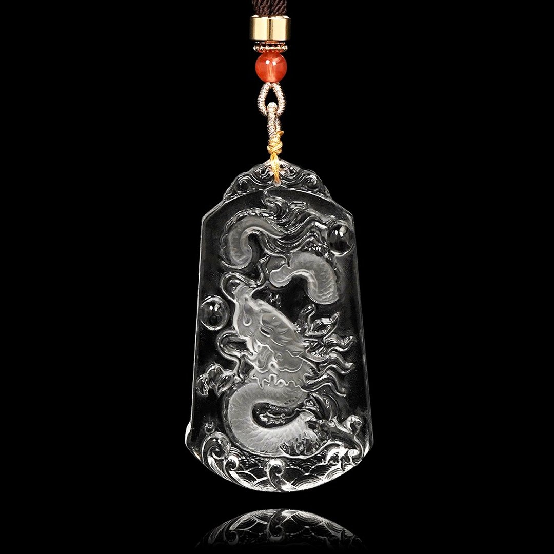 【正佳珠宝】白水晶 顶级净透龙牌 33g 白水晶龙牌吊坠 - 项链 - 半宝石 多色