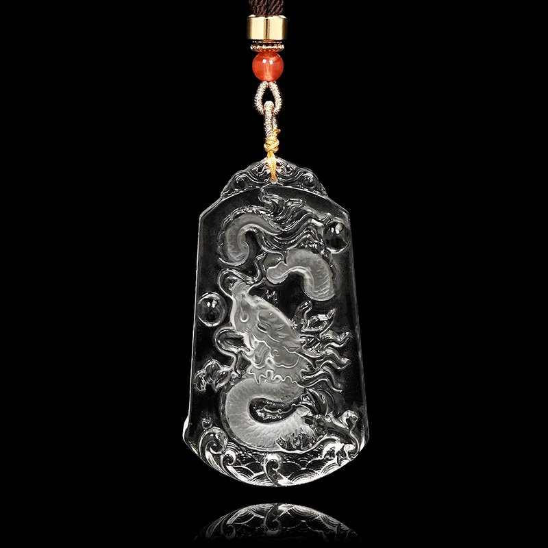【正佳珠宝】白水晶 顶级净透龙牌 33g 白水晶龙牌吊坠 - 项链 - 半宝石 多色