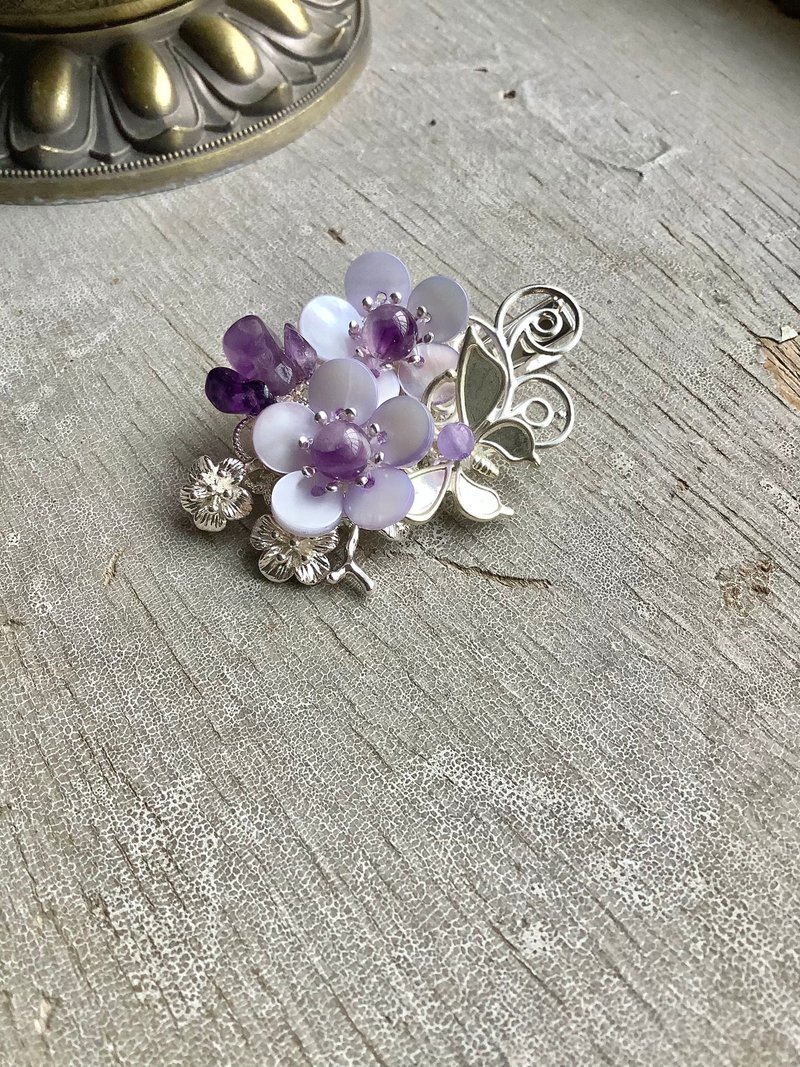 喵手作~贝壳梅花小夹(紫/银底) - 发饰 - 纸 