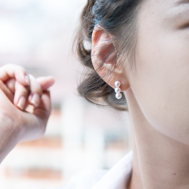 日本Akoya珍珠贴耳耳环 - 耳环/耳夹 - 贵金属 