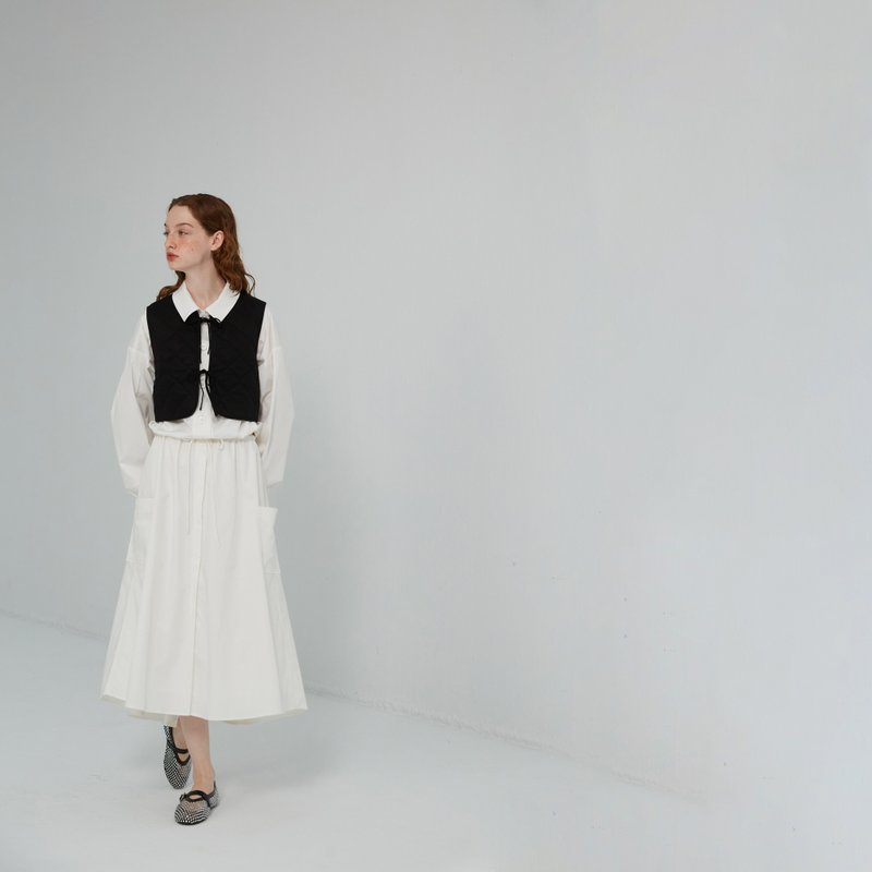 10 MOOn  活力大口袋白色伞裙 - 裙子 - 其他材质 白色