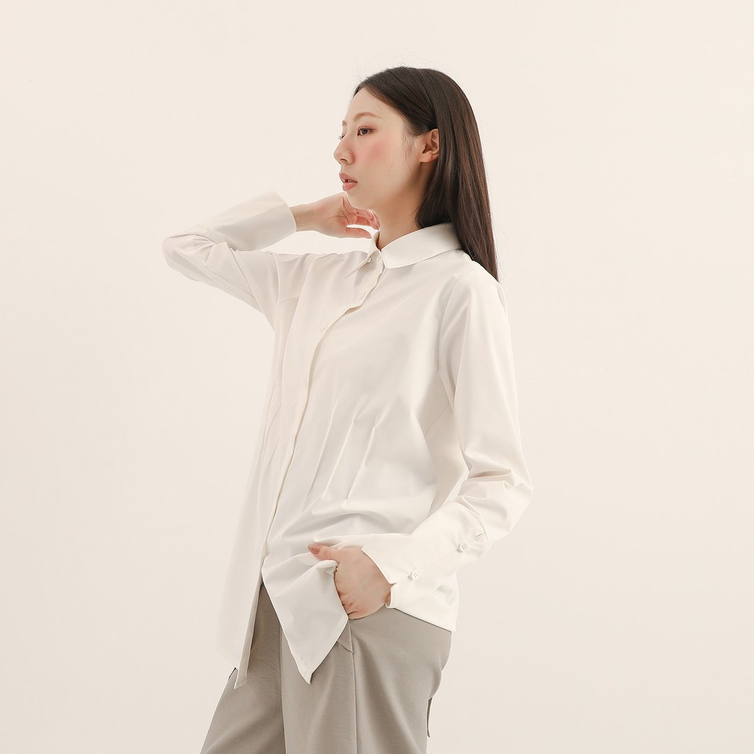 Serica_丝缕抓褶衬衫_25AF005_白 - 女装衬衫 - 其他材质 白色