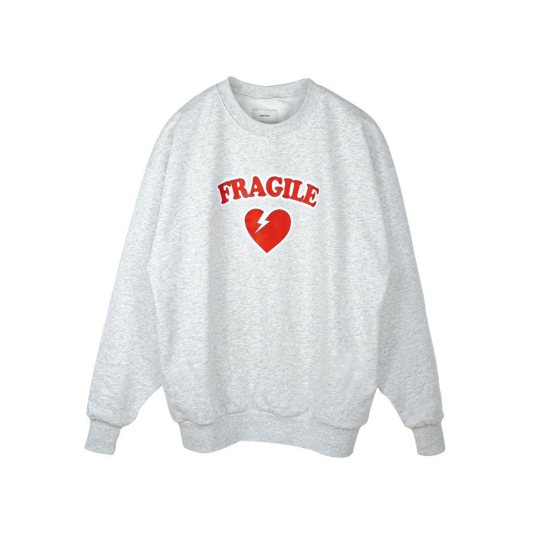 saeflait Sweat Shirt / Fragile Heart - 中性连帽卫衣/T 恤 - 棉 灰色