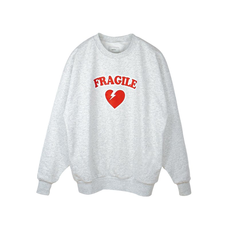 saeflait Sweat Shirt / Fragile Heart - 中性连帽卫衣/T 恤 - 棉．麻 灰色