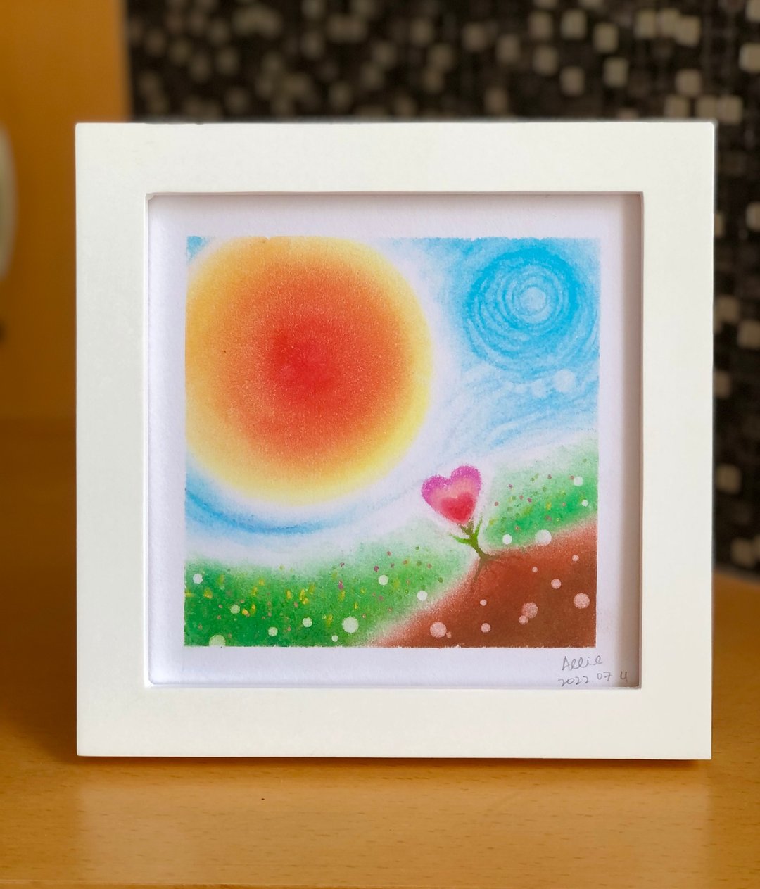 Allie 的舒心艺术 I 原创手绘粉彩画 18 cm 附框 l 小小的我 - 海报/装饰画/版画 - 纸 