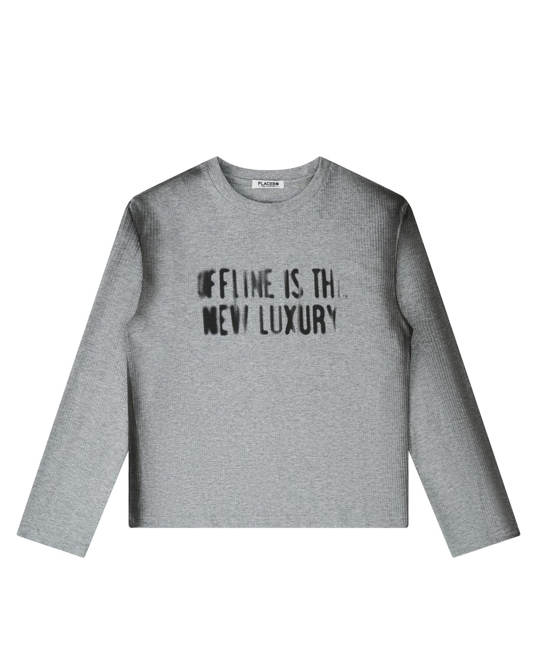 PLACEBO UNISEX GREY OFFLINE LONG SLEEVE - 女装 T 恤 - 棉 灰色