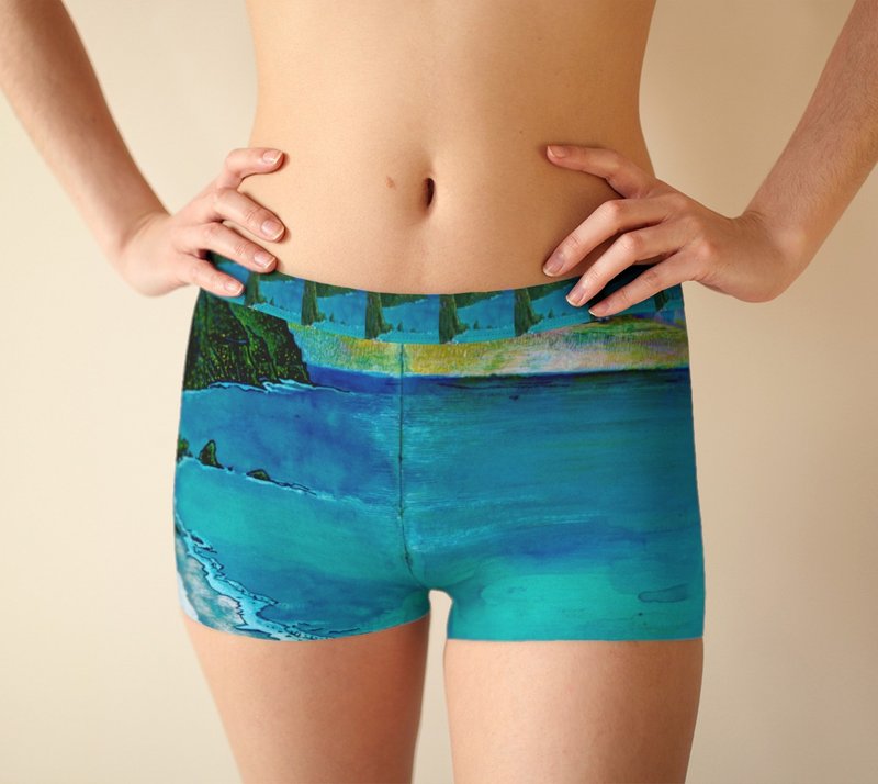 内裤外穿 清水断崖 崇德 四角裤 Cliff Boxer 吸湿排汗 砾滩 海洋 - 女装运动裤 - 聚酯纤维 蓝色