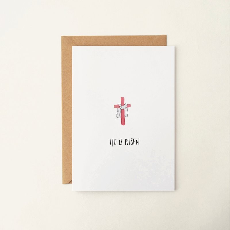 十字架插画卡片 福音卡 耶稣基督 礼卡 谢卡 祝福卡片 手绘 - 卡片/明信片 - 纸 红色