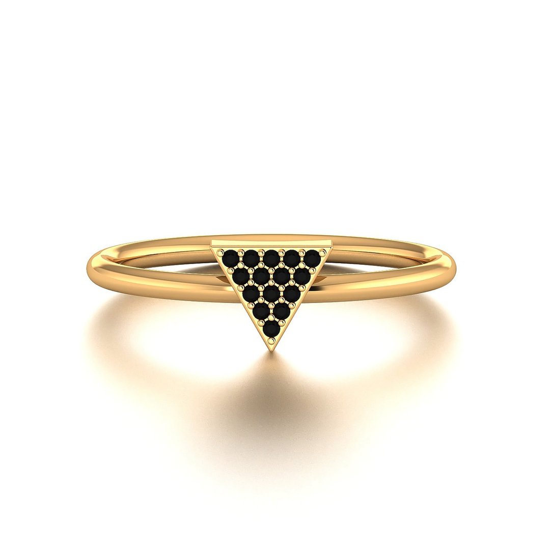 【PurpleMay Jewellery】18K金三角形黑钻/红宝戒指 婚戒 - R014 - 戒指 - 宝石 红色