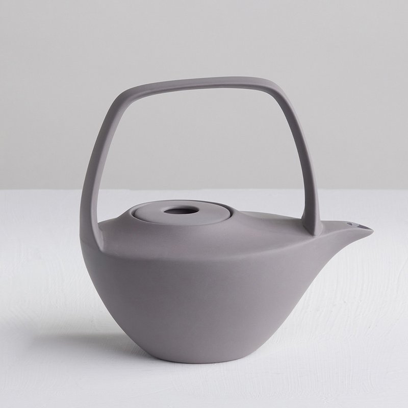 【3,co】水波提梁壶(2件式) - 灰 - 茶具/茶杯 - 瓷 灰色