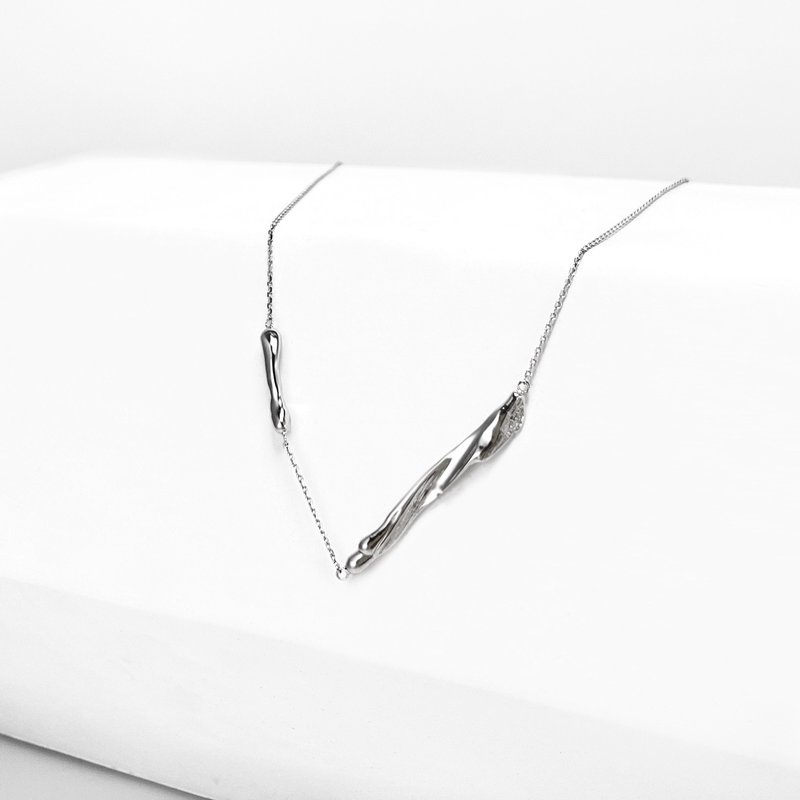 PLOK枝925銀電鍍18k金项链 - 项链 - 纯银 银色