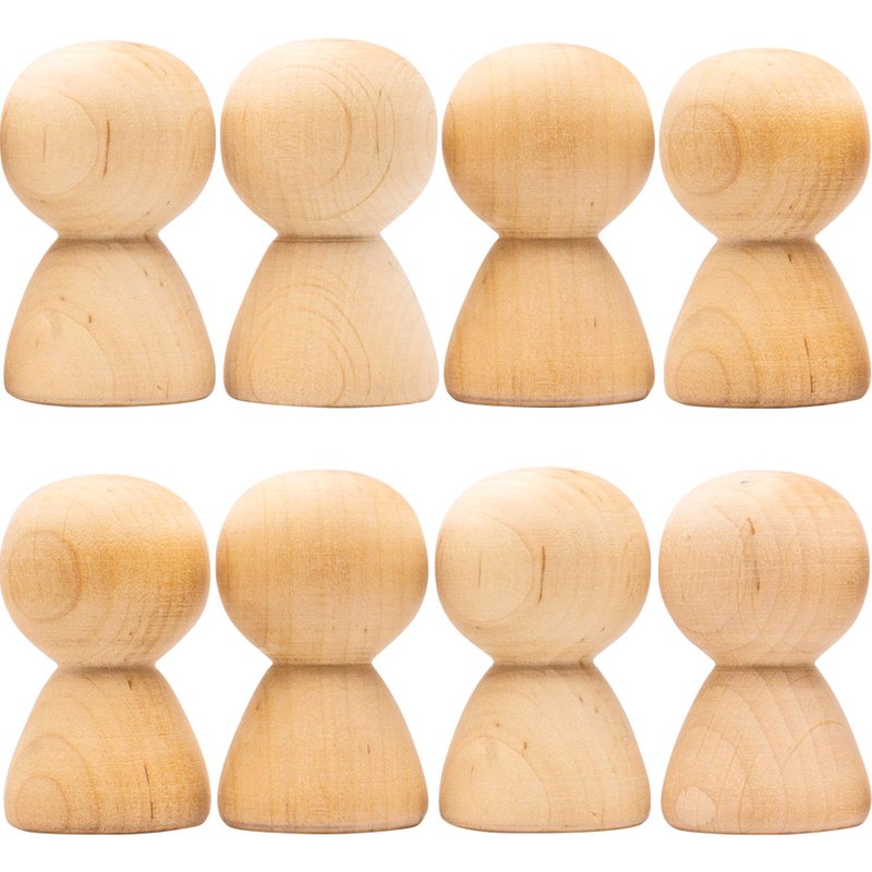 Unfinished Wooden Peg Dolls 2'' Set 8 pcs - Peg People Wooden for DIY - 木工/竹艺/纸艺 - 木头 