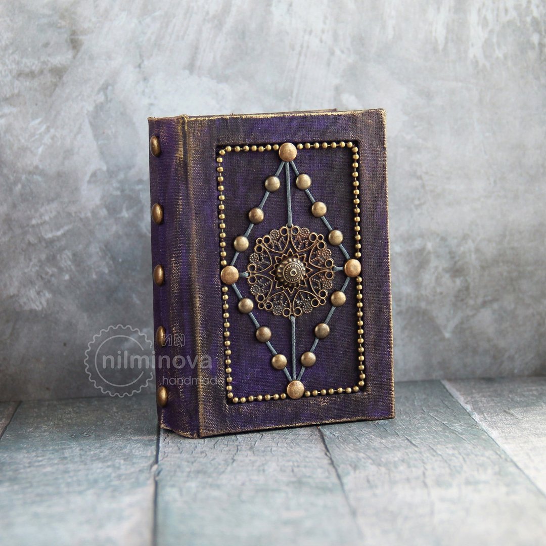 Dark purple spellbook Book of shadows Witch spell book A7 Occult book Mini magic - 笔记本/手帐 - 环保材料 紫色