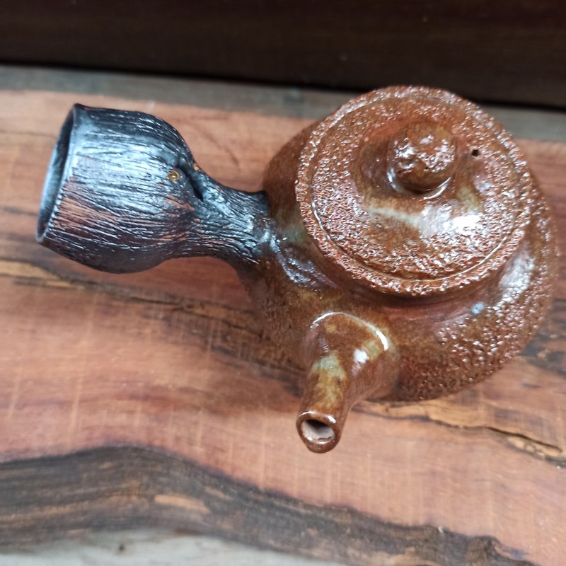 左手撇专用侧把壶急须 - 茶具/茶杯 - 陶 咖啡色