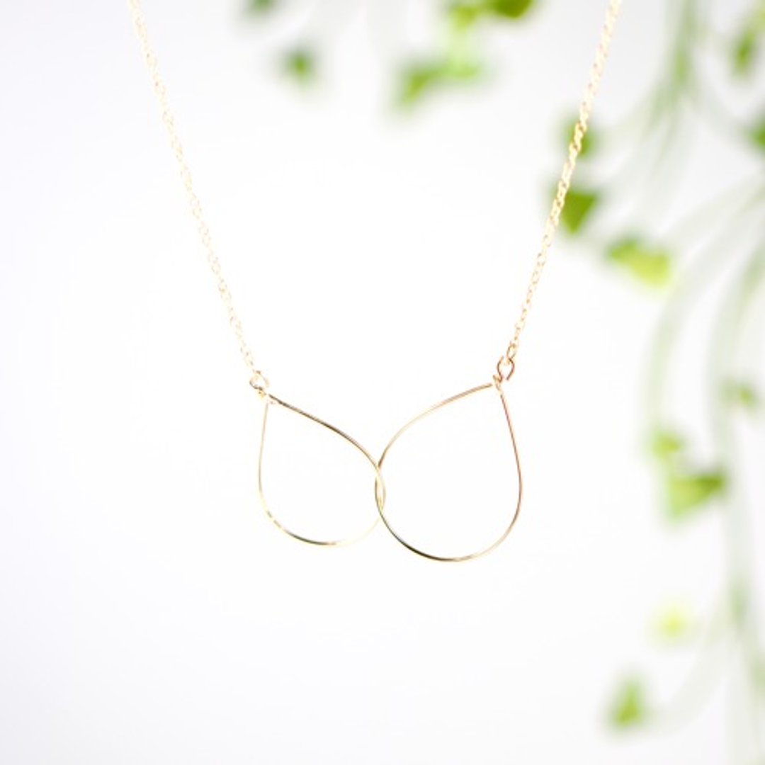 14kgf Water Drops Drop Wire Necklace - 项链 - 其他金属 金色