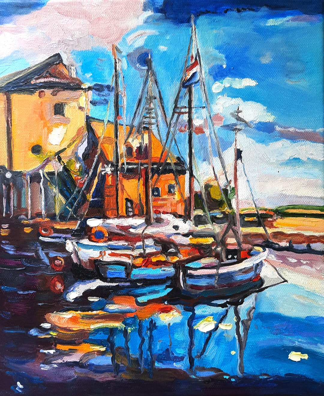 Sailboat  Painting  Original Art  Oil Painting  Wall Decor Oil On Canvas - 墙贴/壁贴 - 其他材质 