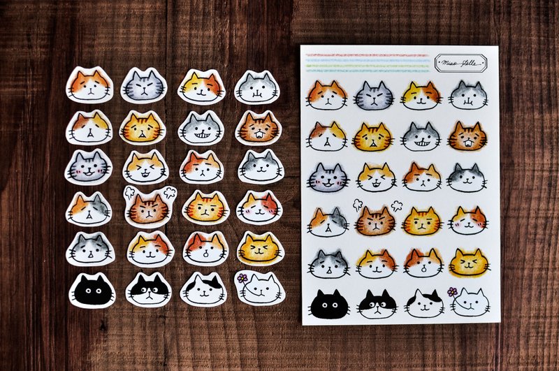 DIY 猫咪自剪贴纸组-模造纸 / 拼贴 / 手帐 - 贴纸 - 纸 多色