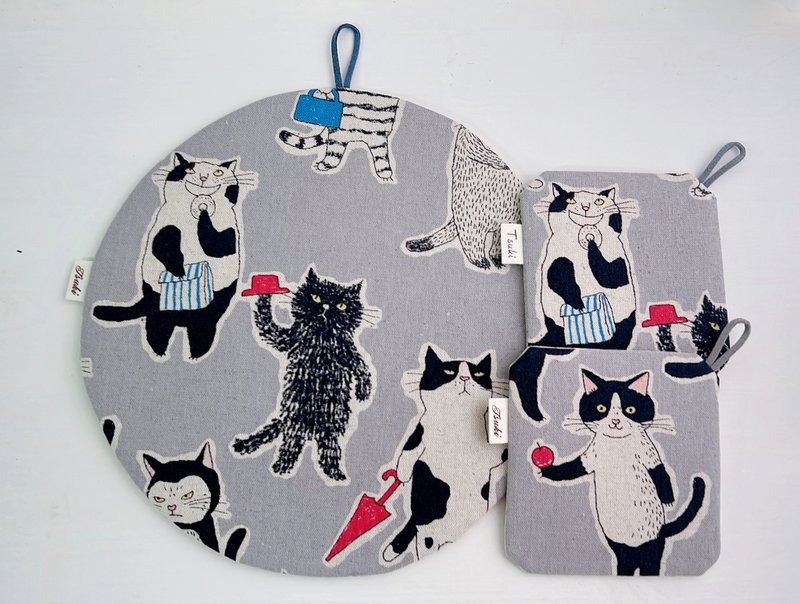【月亮手作り】可爱猫咪布隔热垫一组 - 其他 - 棉．麻 