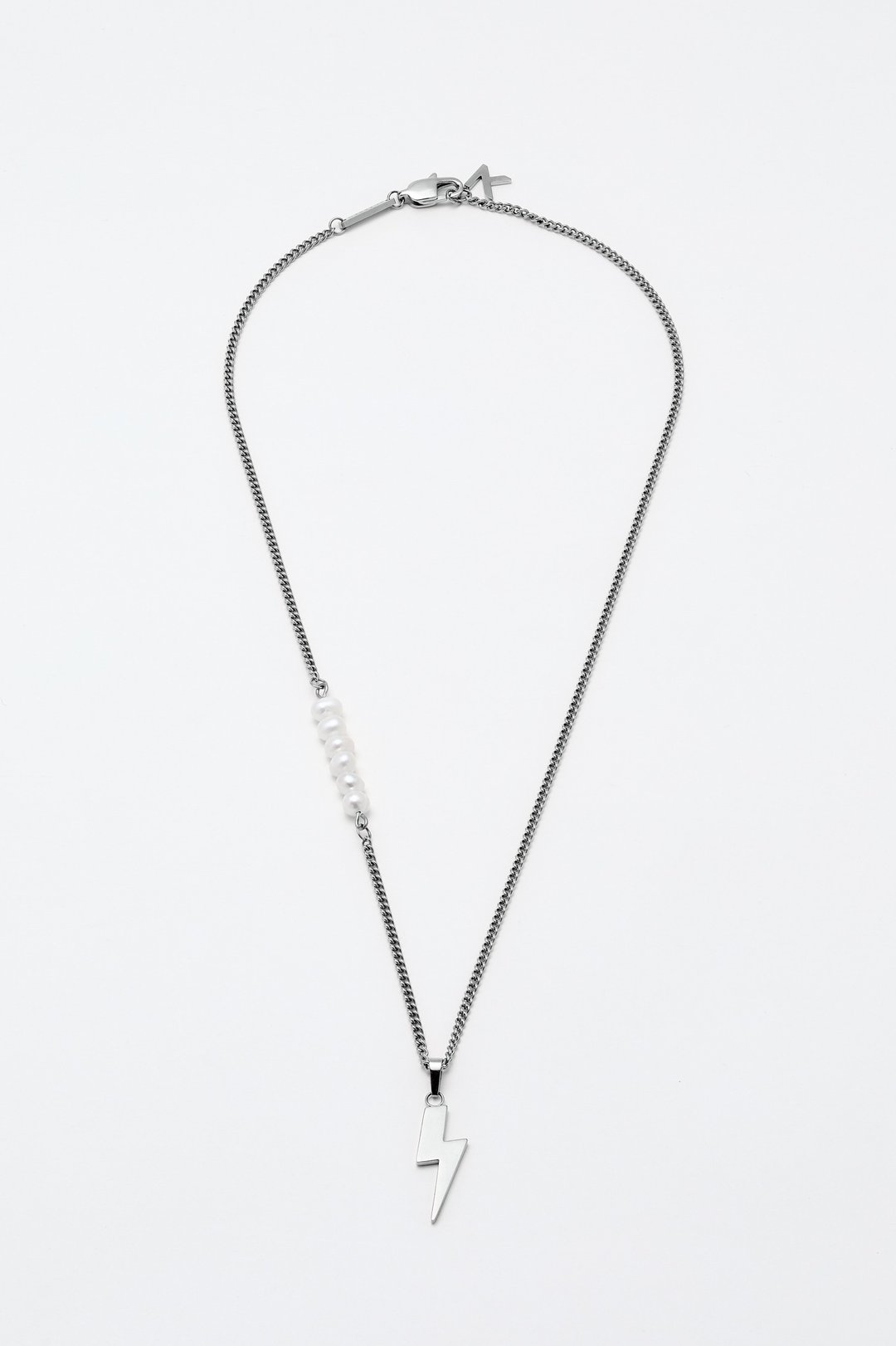 Lightning Necklace Silver & White Pearl (470mm)  颈链 - 项链 - 不锈钢 