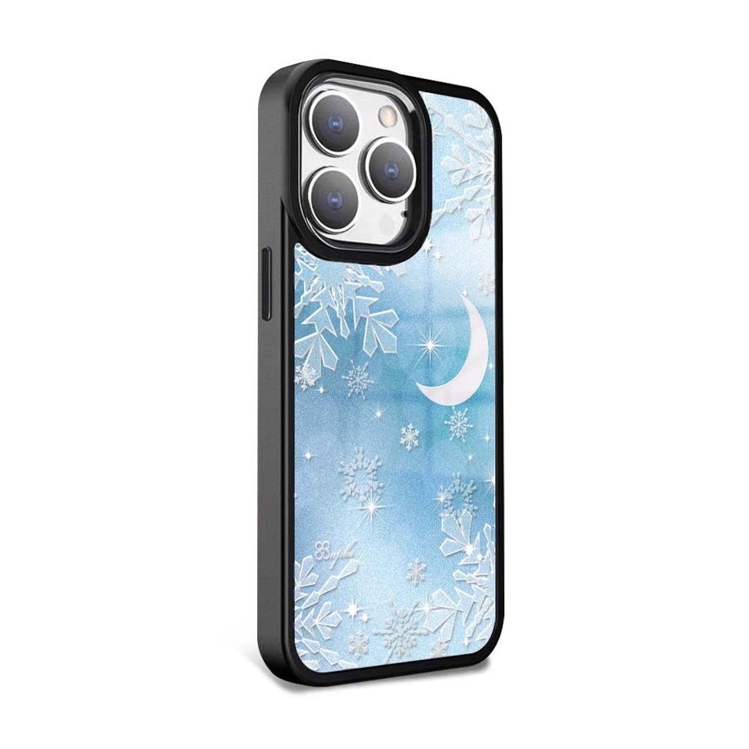 iPhone 15 系列 防摔合金框磁吸镜面手机壳 - 凝雪星月 - 黑框 - 手机壳/手机套 - 其他材质 多色
