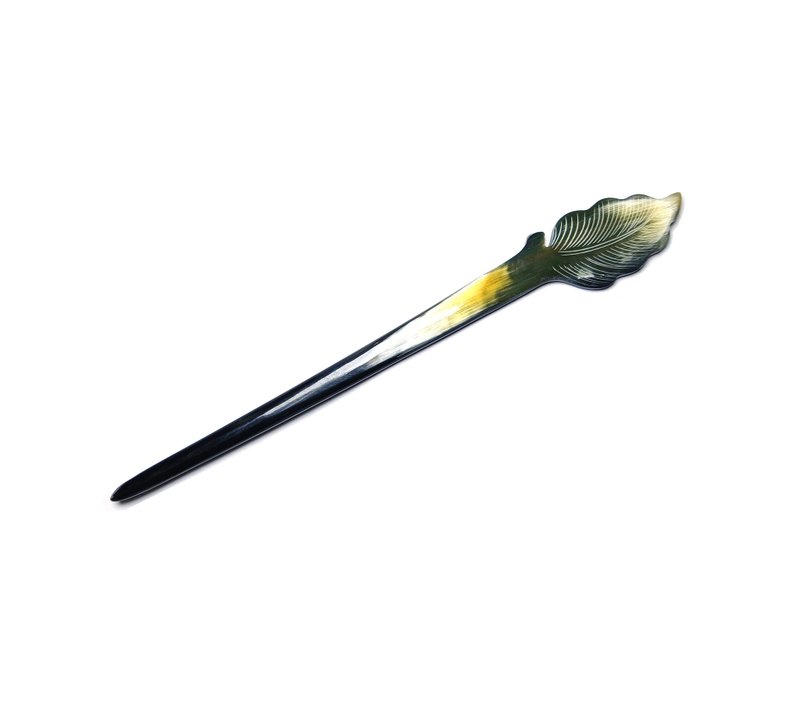 手工天然水牛角发簪 复古东方发簪 - 发饰 - 环保材料 咖啡色