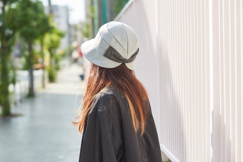 Ladies Winter Sun Hat with Ribbon, UV Sun Protection, Designed in Japan - 帽子 - 聚酯纤维 灰色