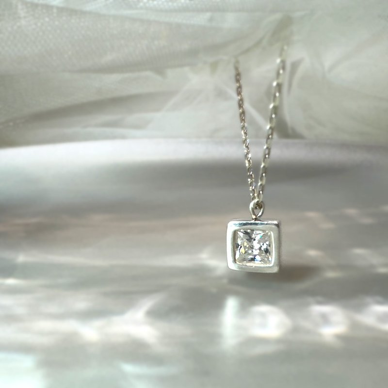 情人节礼物 生日礼物 纯银链坠 银黏土链坠DIY - 方钻项链 - 金工/饰品 - 纯银 