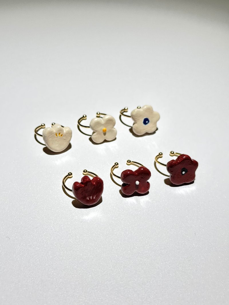 黏土小花戒指 - 戒指 - 粘土 