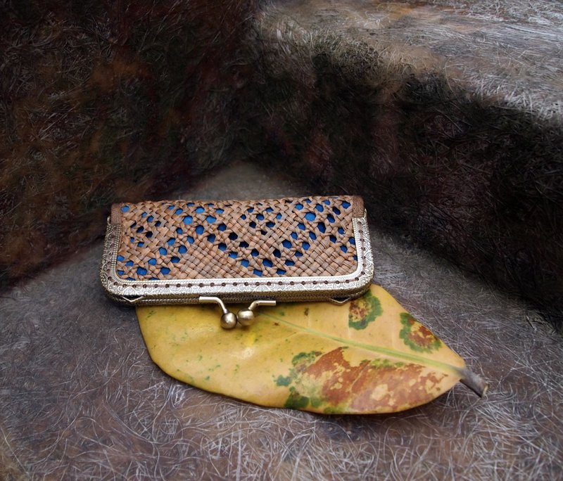 天然染织 植物染 蓝染 蔺草编织  植蔺蓝染口金印鉴盒 口红盒 - 其他 - 棉．麻 蓝色