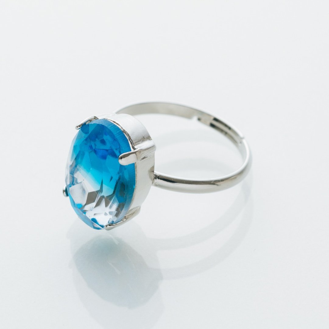 blue & clear ring - 戒指 - 玻璃 多色
