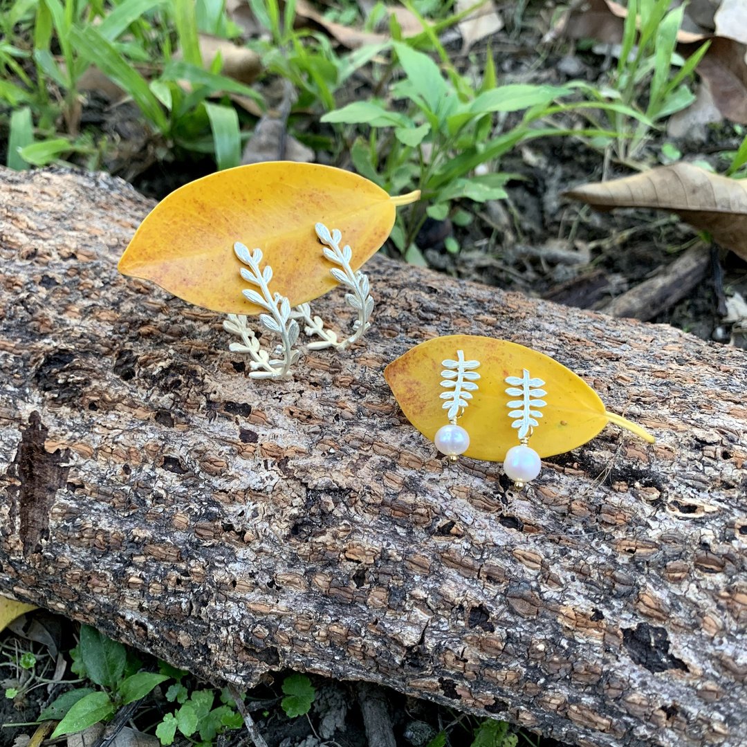 藤蔓耳饰 - 耳环/耳夹 - 其他金属 银色