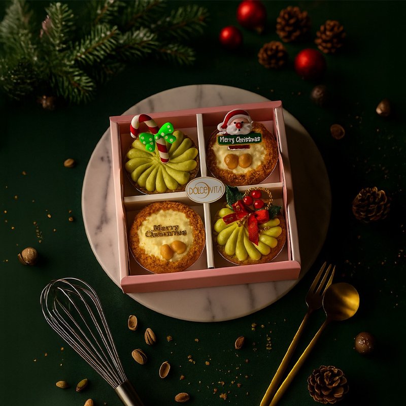 圣诞限定|坚果四入塔(三寸)圣诞节交换礼物 - 蛋糕/甜点 - 新鲜食材 多色